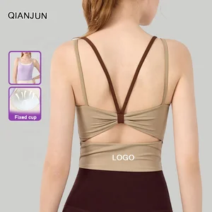 Yoga Tank Top for Women With Supportive Pads Breathable One-Piece Pilates Training Vest  Fitness Yoga Bra Yoga Top