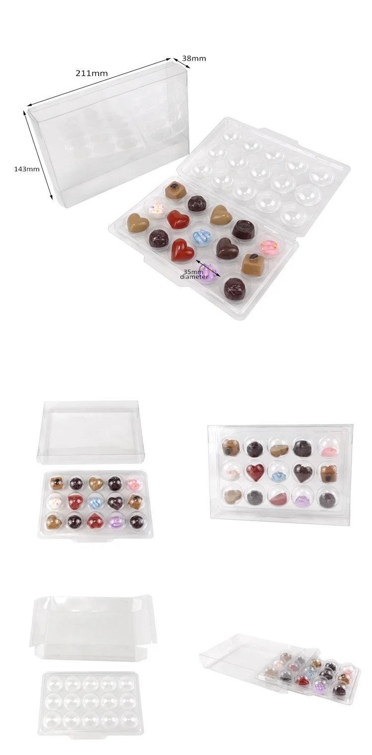 Custom 15 Truffles Chocolate Clear Plastic Packaging Folding Box With custom-15-truffles-chocolate-clear-plastic-packaging-folding-box-with