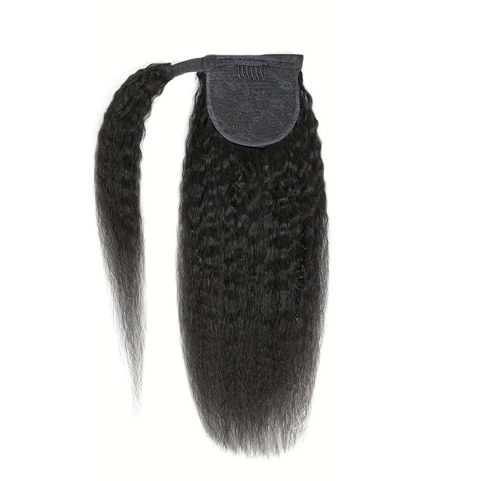 Kinky Straight Human Hair Ponytail Extension for Women 10-30 inches_voghion.com