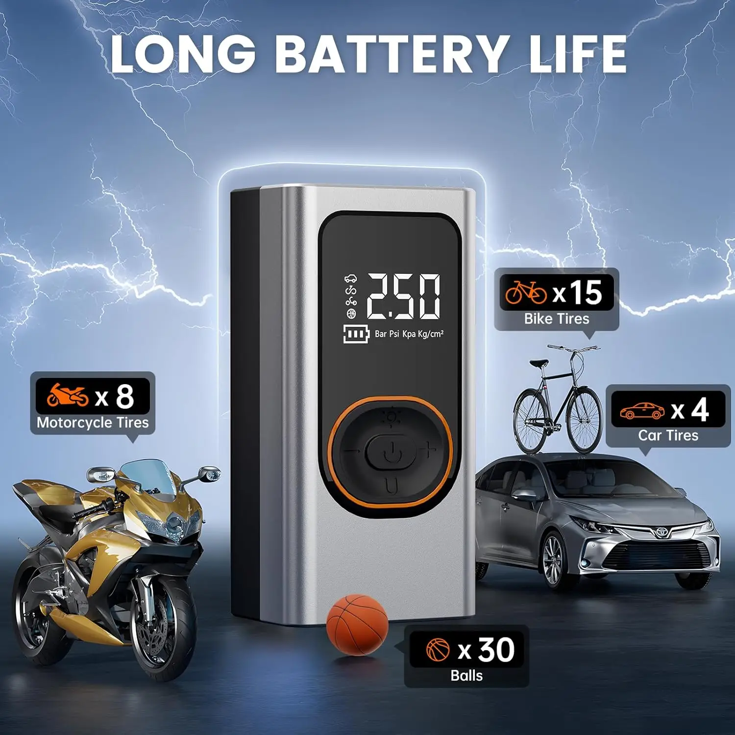 cigarette lighter tire air pump AstroAI Compressor Inflator and Extension Cord 12FT Bundle : Automotive Mini Air Compressor Battery-Powered vs. Plug-in Tire Inflators:
