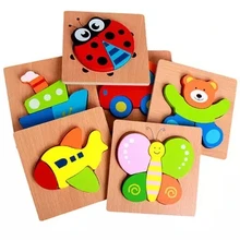 High Quality Wood Jigsaw Puzzle Educational Kids Toys Cartoon 3d Wooden Toddler Jigsaw Puzzle