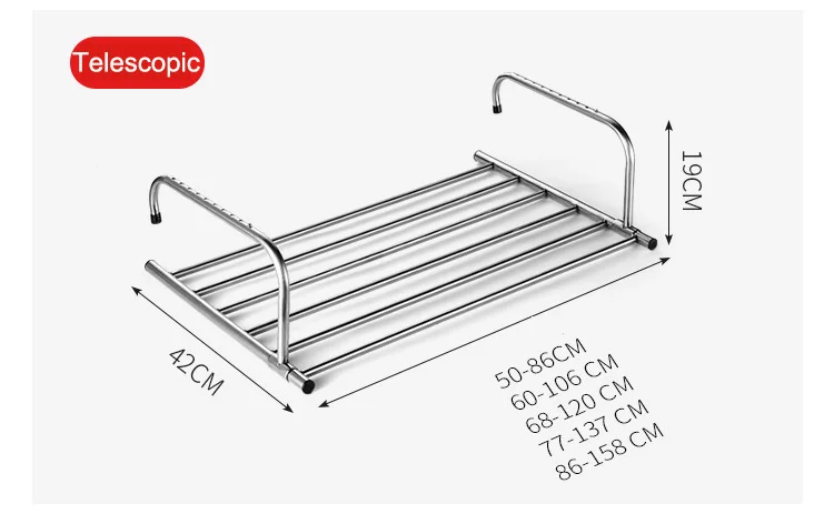 Portable Retractable All Stainless Steel Clothesline Indoor Outdoor Laundry HangerTelescopic Clothes Dryer