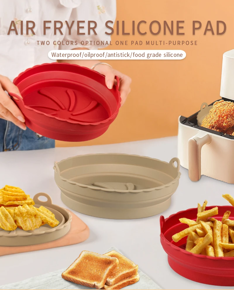 Dumo New 2022 Air Fryer Liners Silicone Reusable Perforated Baking Mat