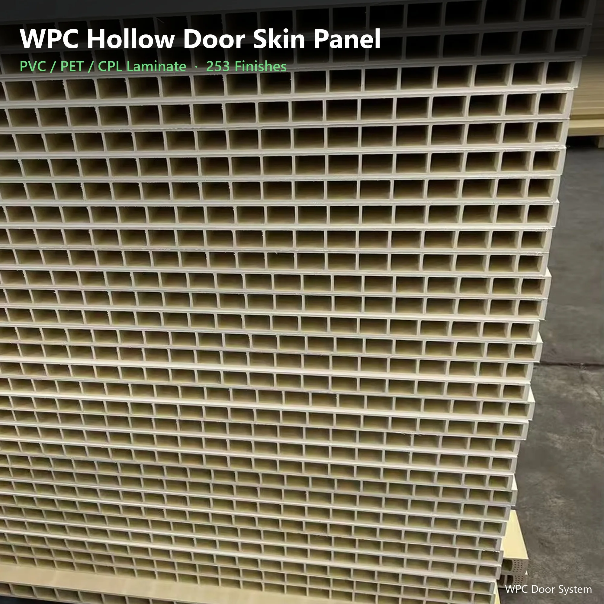 Factory WPC Interior Door Set Hollow Core Panel Frame Casing Waterproof Self-Extinguishing Custom Size Color Supply