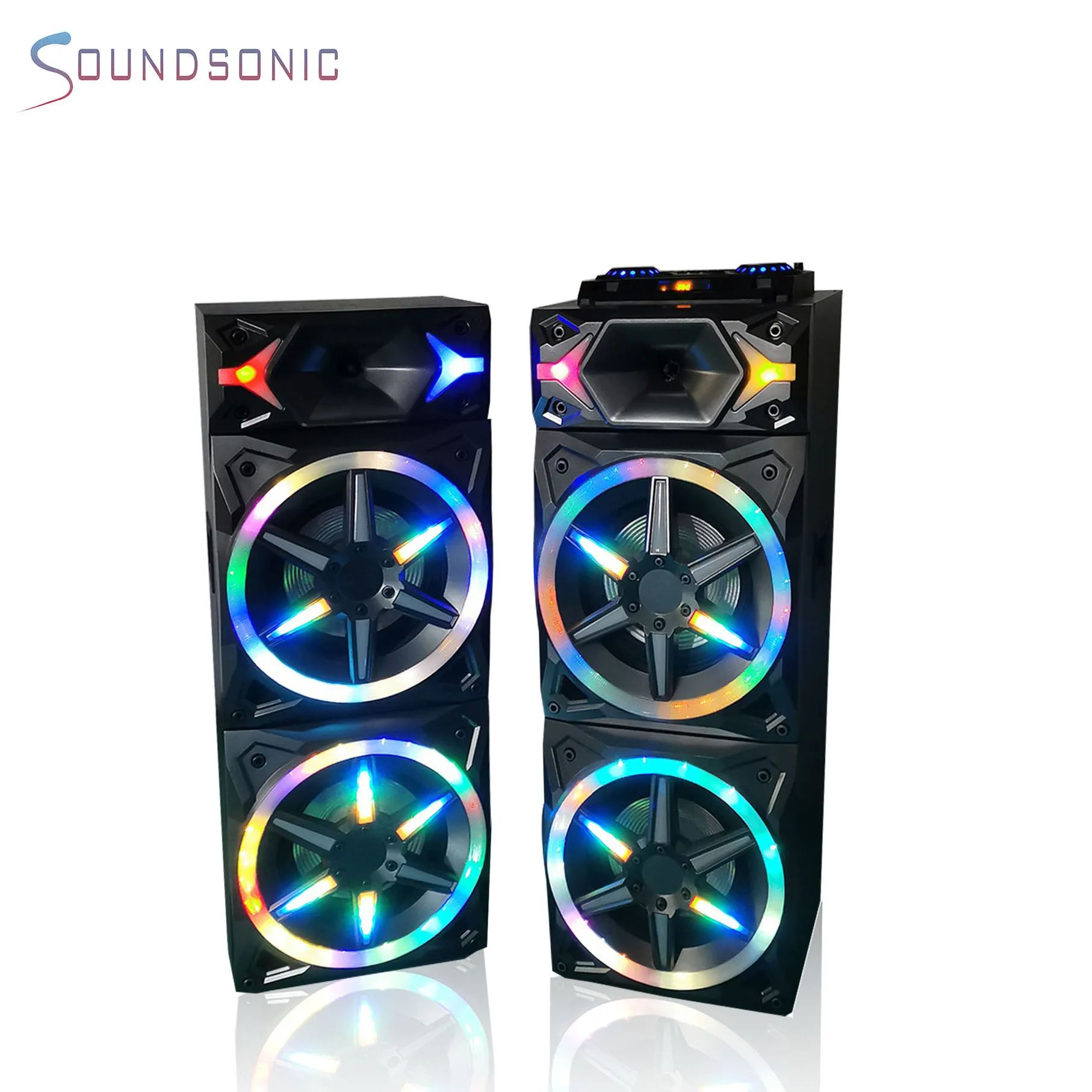 Производитель сабвуфер Большой питание двойной 10-дюймовый беспроводной BT pa открытый бас спикер партии караоке с беспроводным микрофоном *