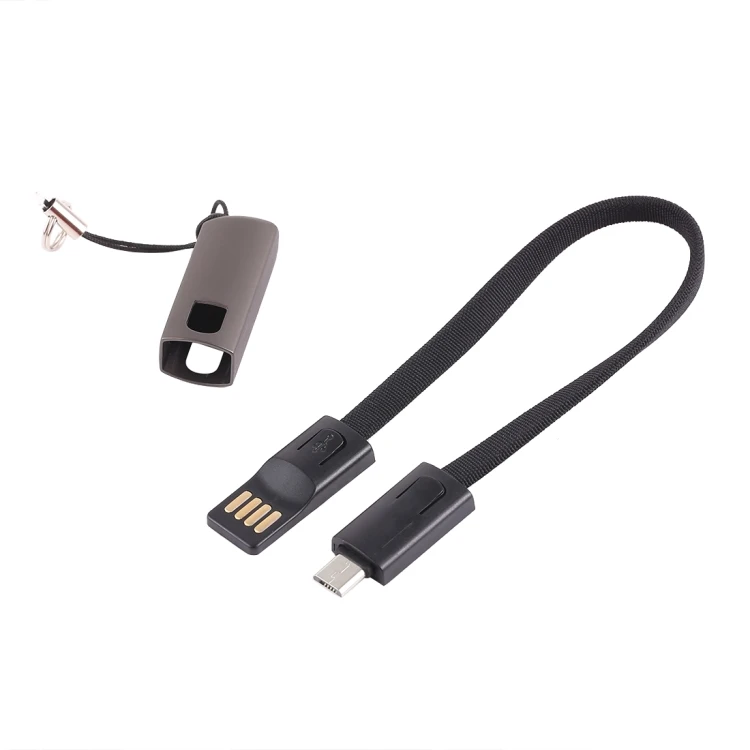Factory Newest 2 in 1 Keychain USB Cable 22cm Length Necklace Line Used to Carry Working Cards Lanyard Keychain Charging Cable