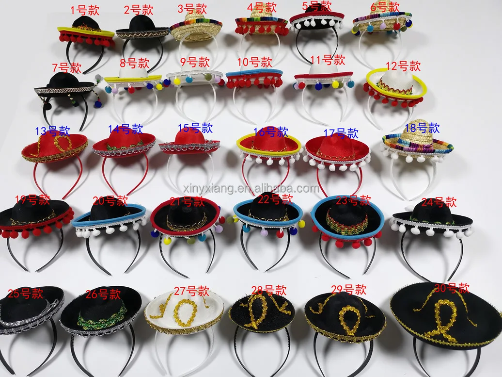 Factory Wholesale Mexican Decorative Mini Charro Felt Hat 5 Pack Set Fiesta  Assortment, Mini Mariachi Sombrero Charro Hat, image size:1036x777