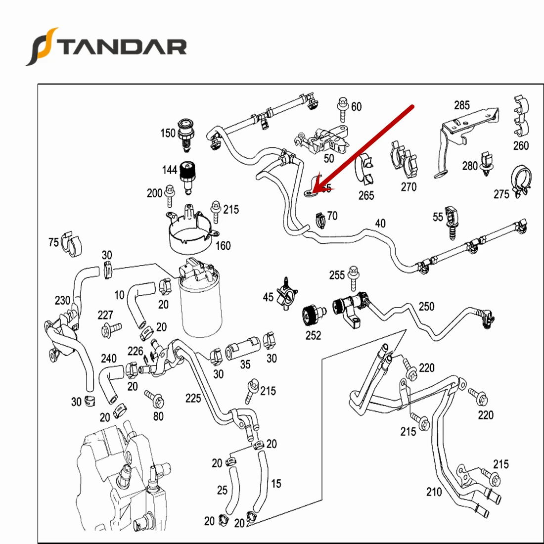 Fuel Injector Return Line for Mercedes Sprinters 6420705632