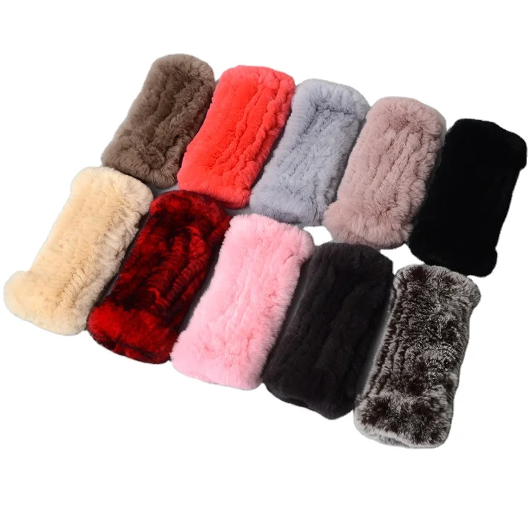 Fashion Warm Winter Keeper Real Rex Rabbit Fur Glove Fingerless Mittens for