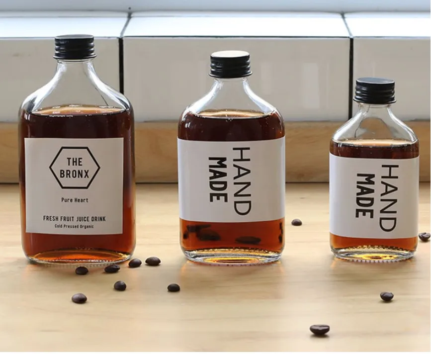 Clear Empty Cold Brew Coffee Juice Water Wine Rectangle Glass Bottle for Beverage Wine Liquor Tea Milk