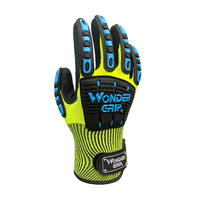 WG-501AV ANTI-IMPACT work gloves  fluorescent yellow  polyester nitrile rubber work gloves