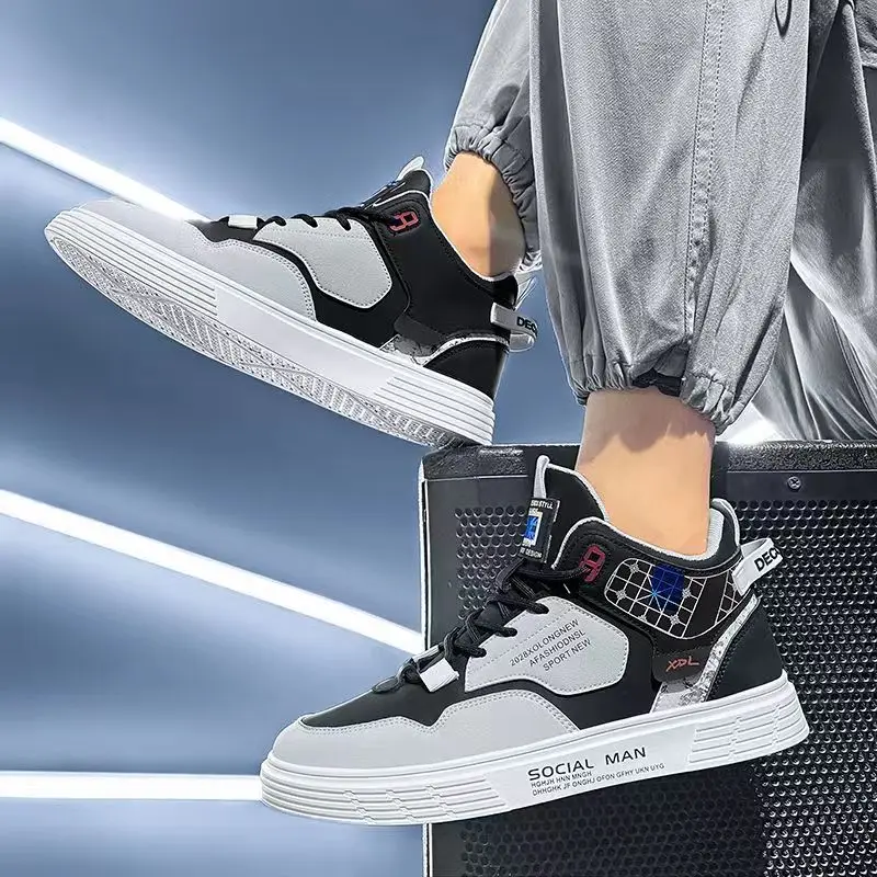 High Top Men's Shoes, Versatile Casual Sports Shoes, Men's Anti slip and  High Height, Teenage Dad Shoes