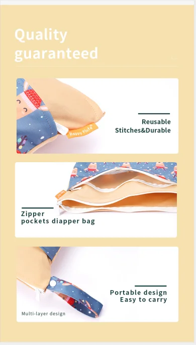 Elinfant new pattern baby zippered wet bag fashion baby diaper bag PUL Reusable Pockets mommy bag