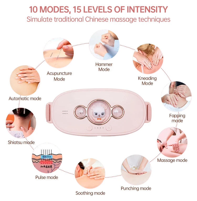 Oem Electric Lumbar Stomach Heating Massage Womb Uterus Waist Abdomen Vibrating Massager Womb