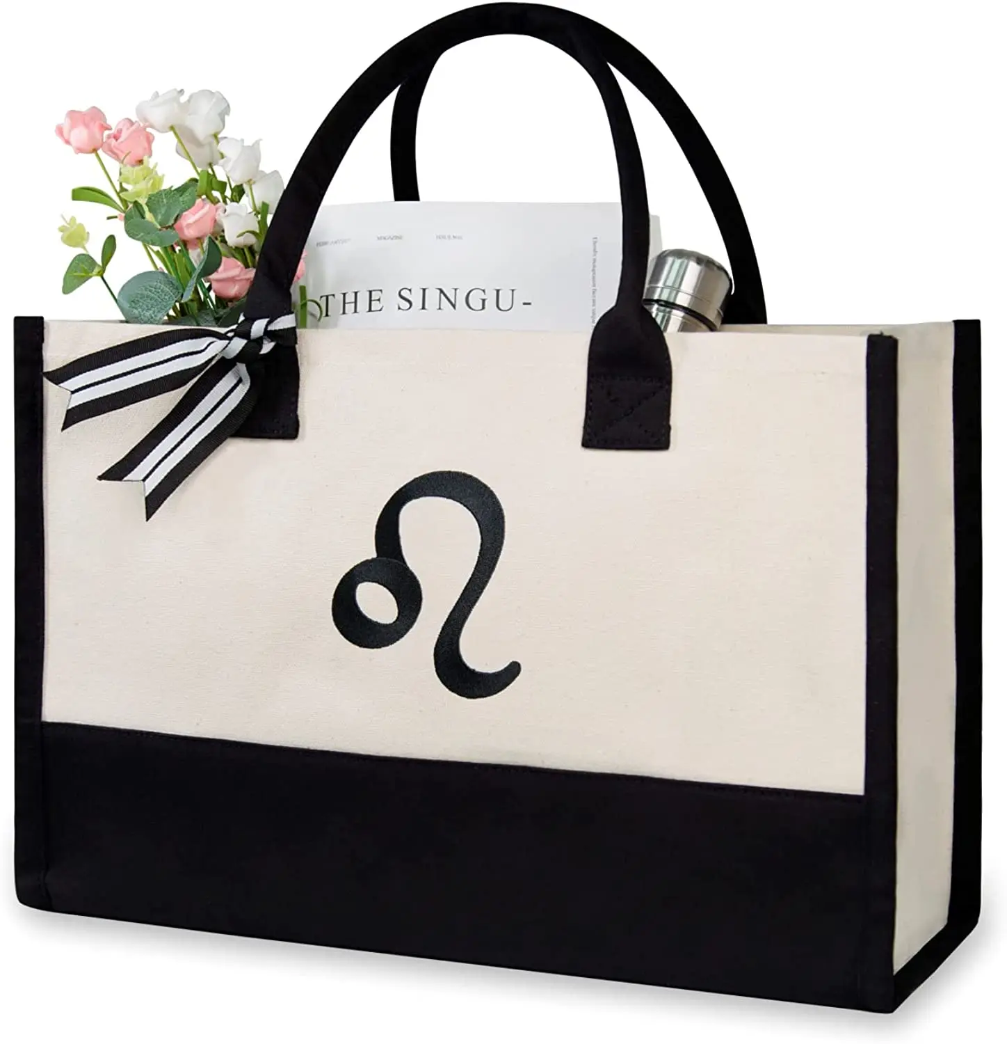 Personalized Initial Canvas Beach Tote Bag,Monogrammed Gift Tote Bag ...