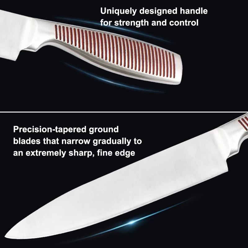 Хорошее качество, 8 комплектов в партии, набор наконечников из нержавеющей стали шеф-повар салата набор складной прочный поворотный блок набор кухонных ножей с акриловой подставкой