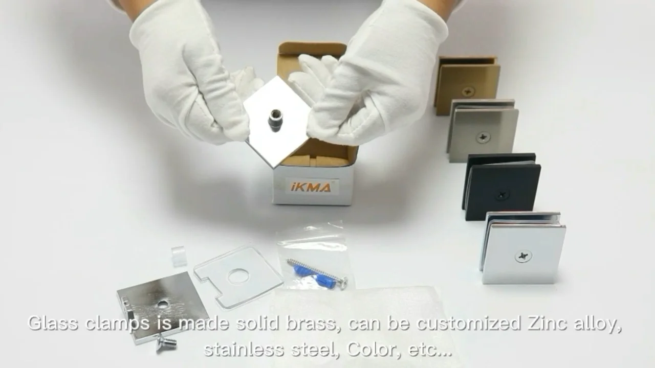 Shower Door Square Edges Solid Satin Brass Clip On For 3/8 Inch