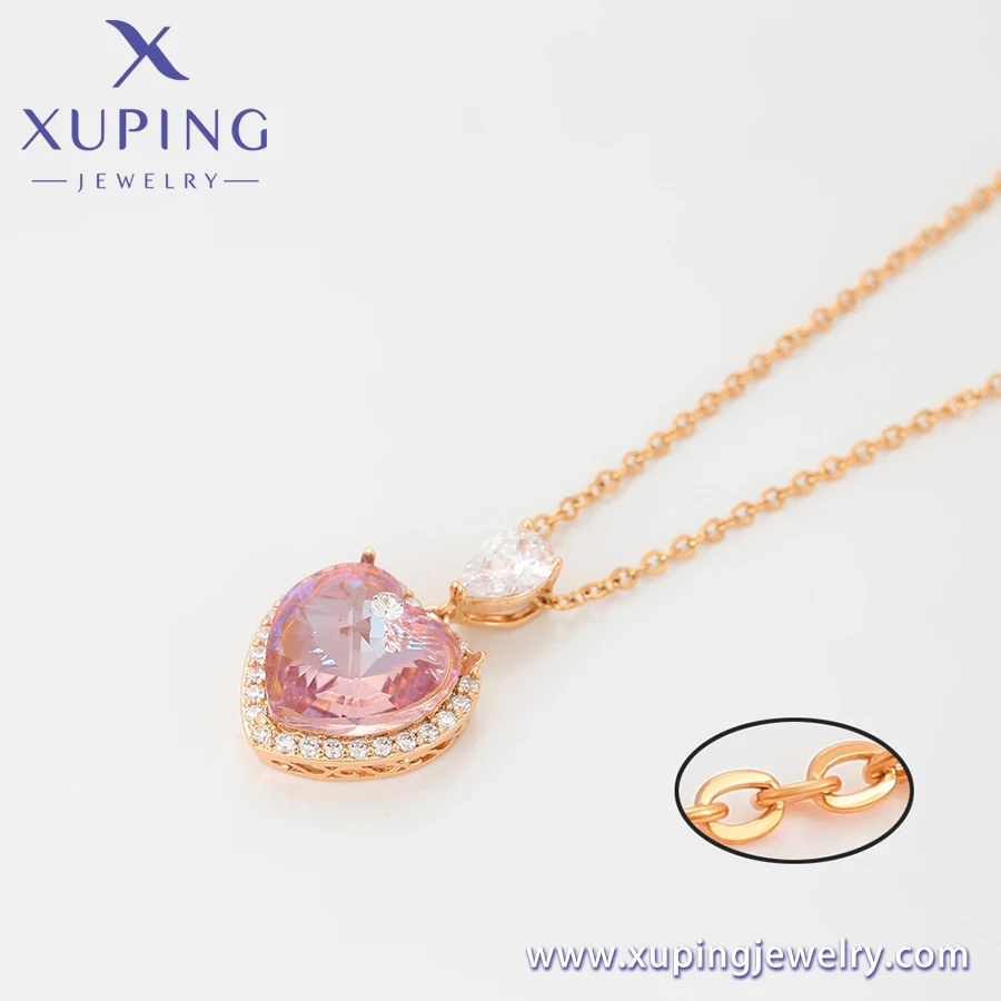 Set Gioielli XUPING Con Zirconi: Ciondolo Cuore E Bracciale In Oro Rosa 18k, Confezione Regalo - Imitazione Gioielli Di Qualità - 2