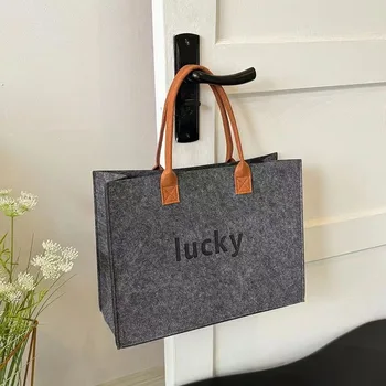 Hot sale felt bag custom felted fabrics tote bag eco friendly shopping bag