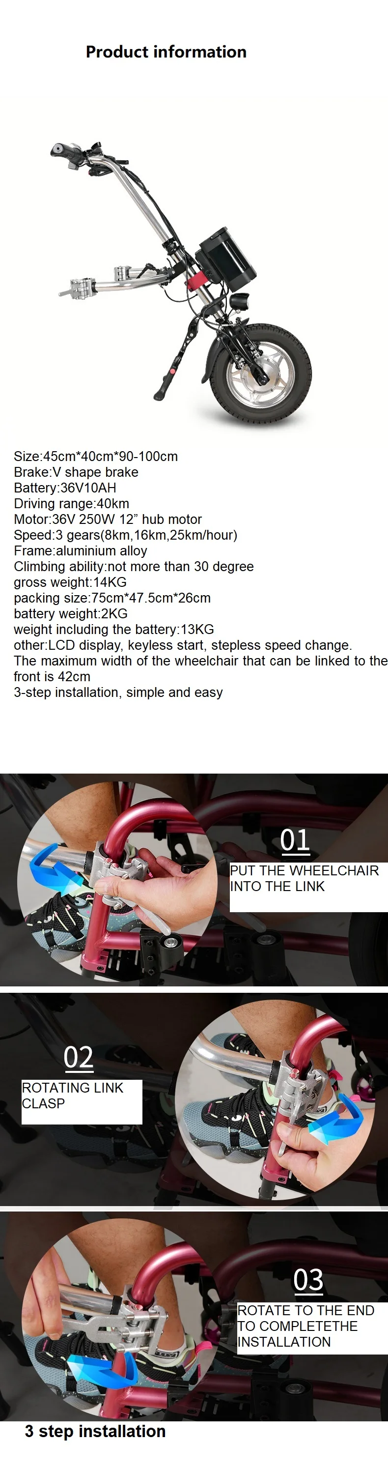 Newest Design Hand Bike Handcycle Sports manual Wheelchair Scooter Comfortable inflatable tire forward/reverse dual mode-BZ-T01 manufacture