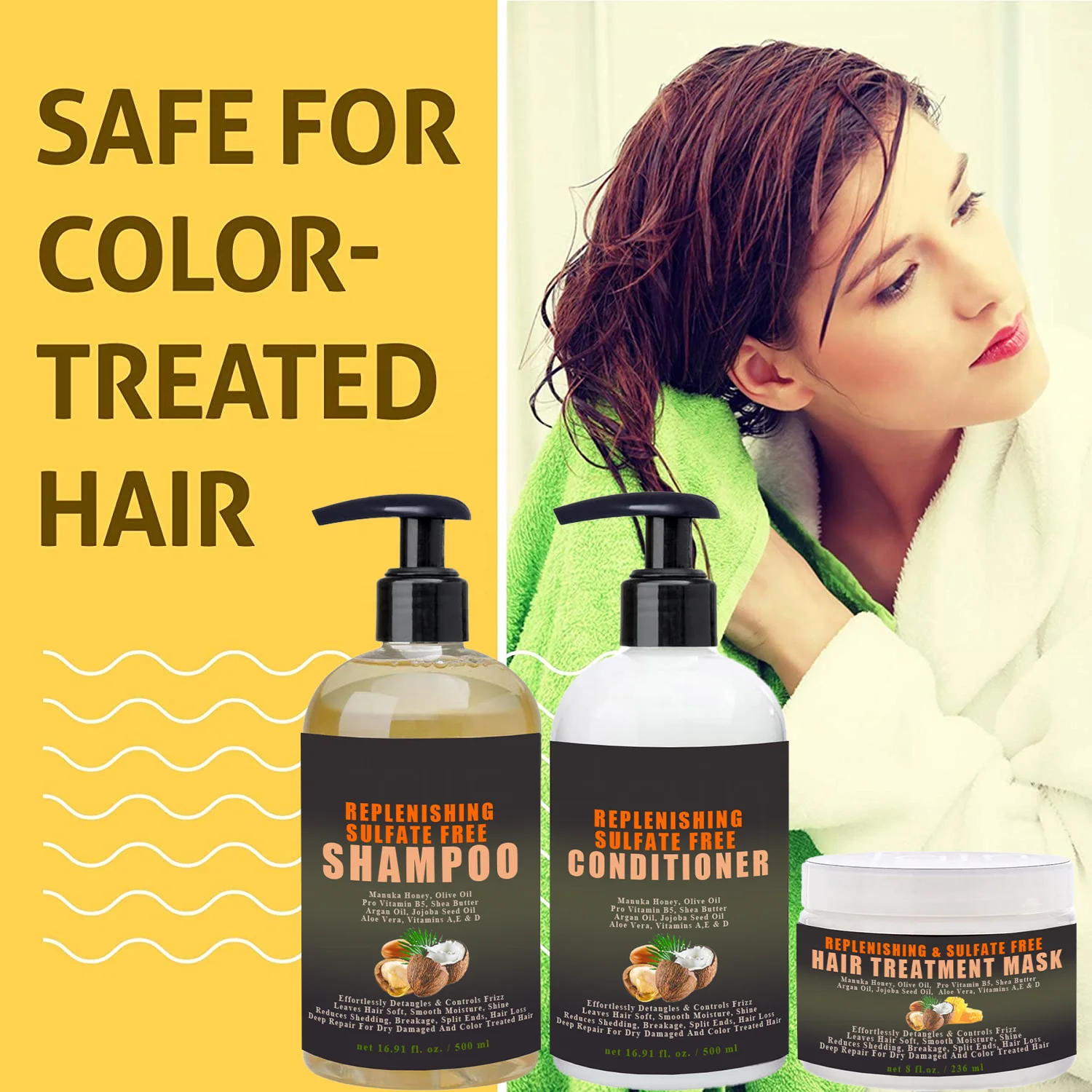 Шампунь для глубокого ремонта и кондиционер маска волос с сырым медом оливковым маслом восстановления блеска