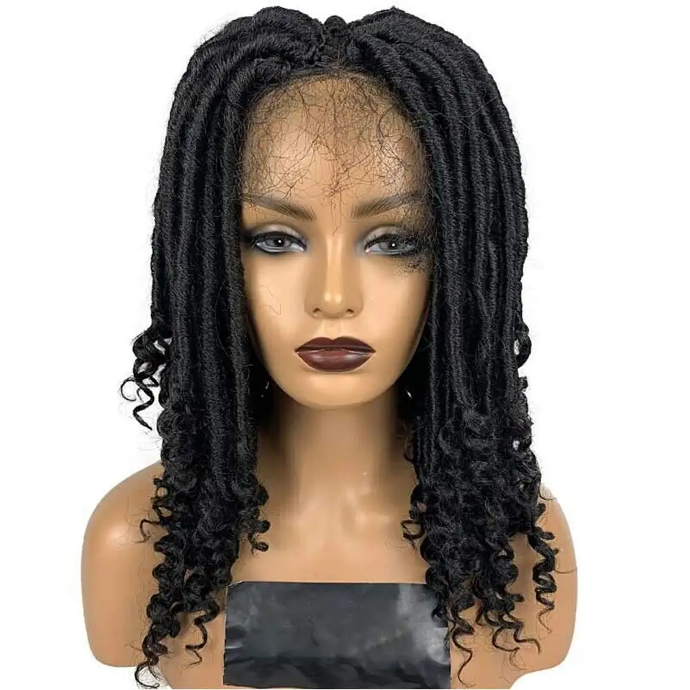 Goddess Faux Locs Crochet Lace Front Curly Ends Synthetic Braided Women Hair  Wig - Buy Braid Wigs For Black Women,Box Braid Wigs For Black Women,Braided  Lace Wigs Product on 
