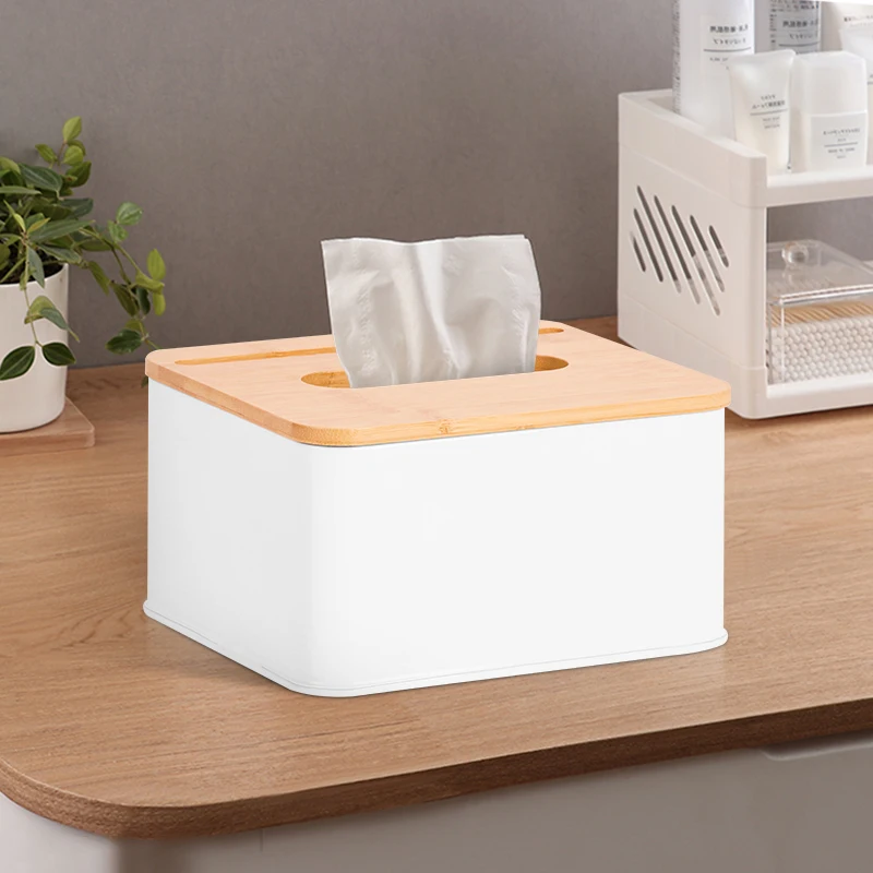 Ecologic Tissue Box Holder Rectangular Container Home and Restaurant Tissue Box L-holder Bamboo Lid