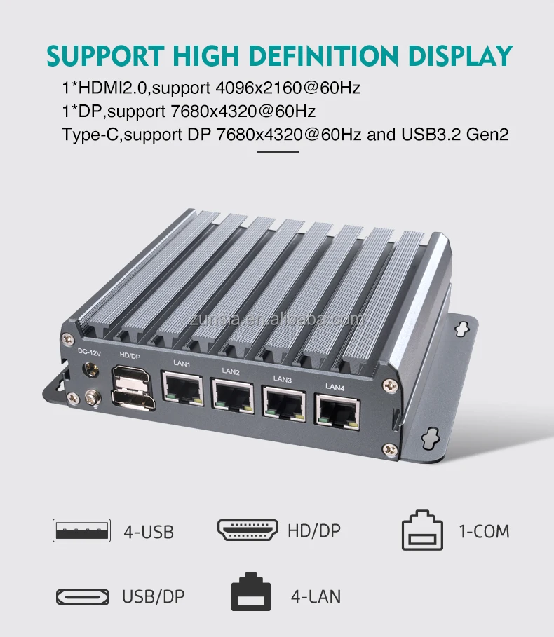 N100 Mini Pc Rack Zunsia 12th Gen Alder Lake N150 N100 Mini Pc N95 N300 DDR5 SSD X86 ...