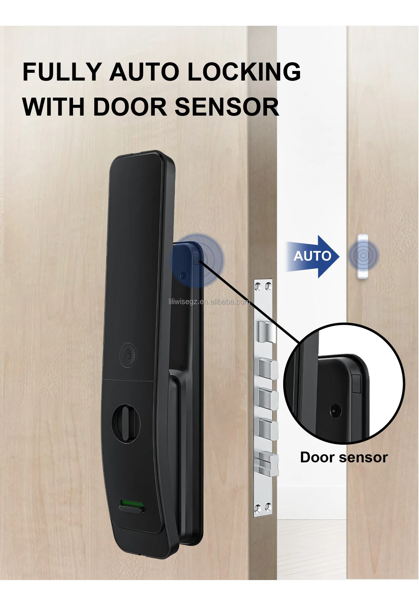 Liliwise High Security Smart Door Lock with Biometric Fingerprint and Tuya WiFi Suitable for 35~60mm Door Thickness 4