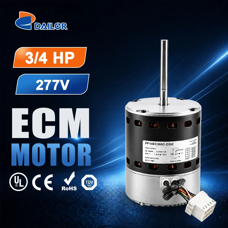 3/4HP 110-120V 1075RPM Replacement Constant Torque ECM X-13 Series Low Temperature Commercial Refrigeration Condenser ECM Motor