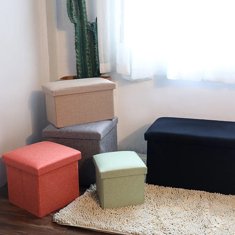 Storage Ottoman Cube Foldable Storage Boxes Footrest Step Stool Padded Seat for Dorm Living Room Foam Seat