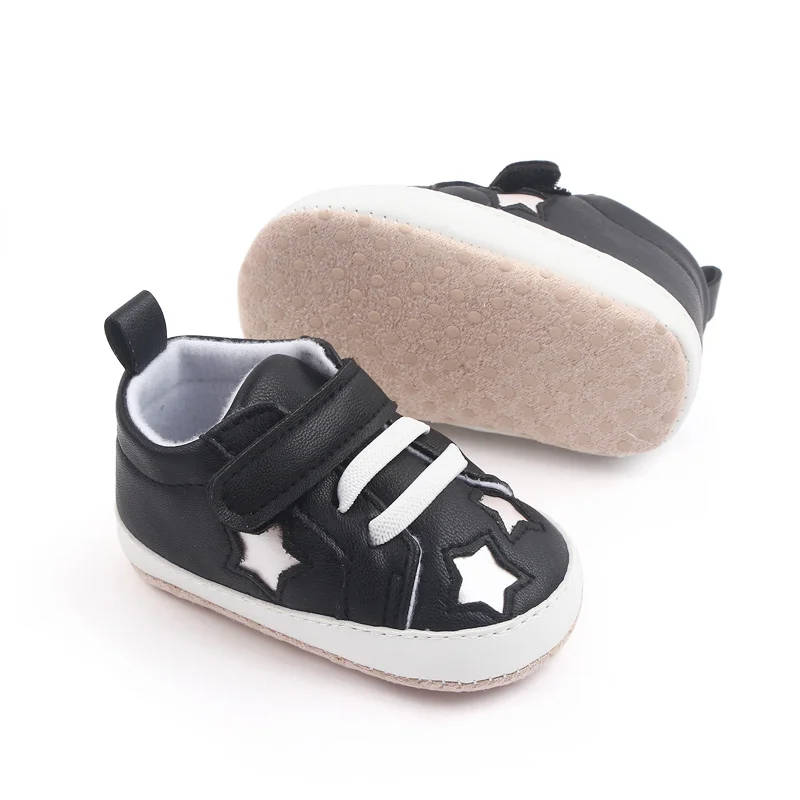 Sofe PU leather star design toddler baby boy sneakers shoes casual boy newborn infant shoes supplier