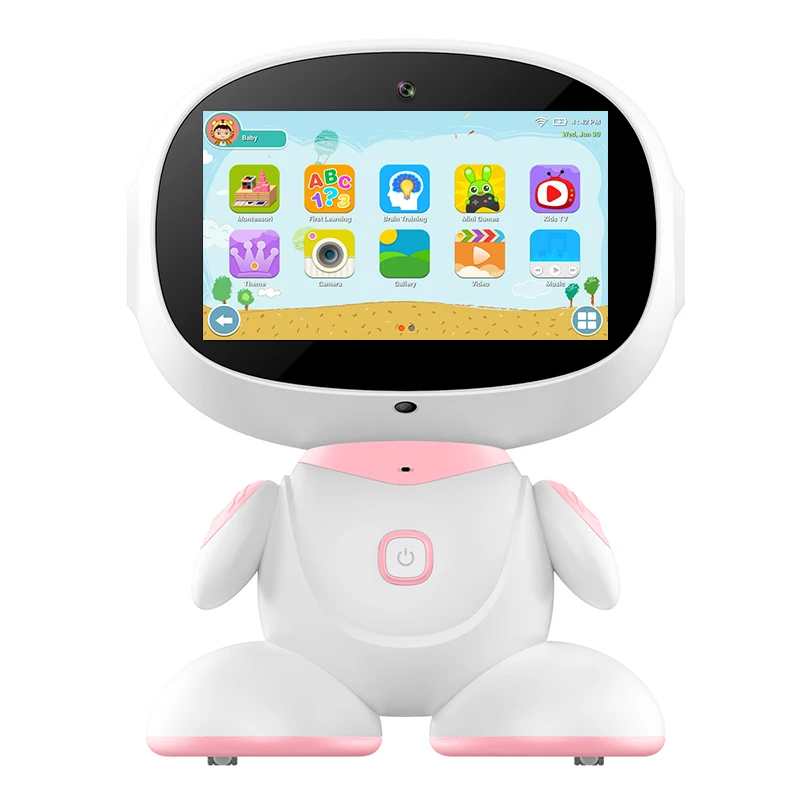 Factory Price OEM ODM Big Education Home School Kids Educational Electric  Smart Pink 4000mah Intelligent Robots for Children