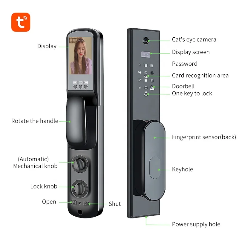Waterproof Tuya Camera 3d Face Smart Door Lock,Smart Fingerprint Door