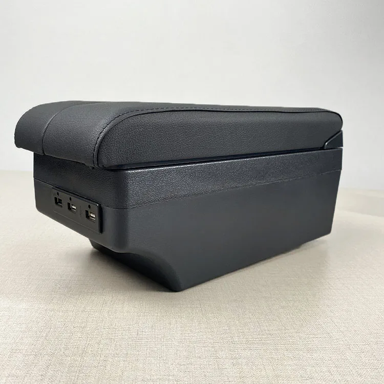 product car armrest console box rotatable leather central container organizer universal sliding armrest box optional usb-5