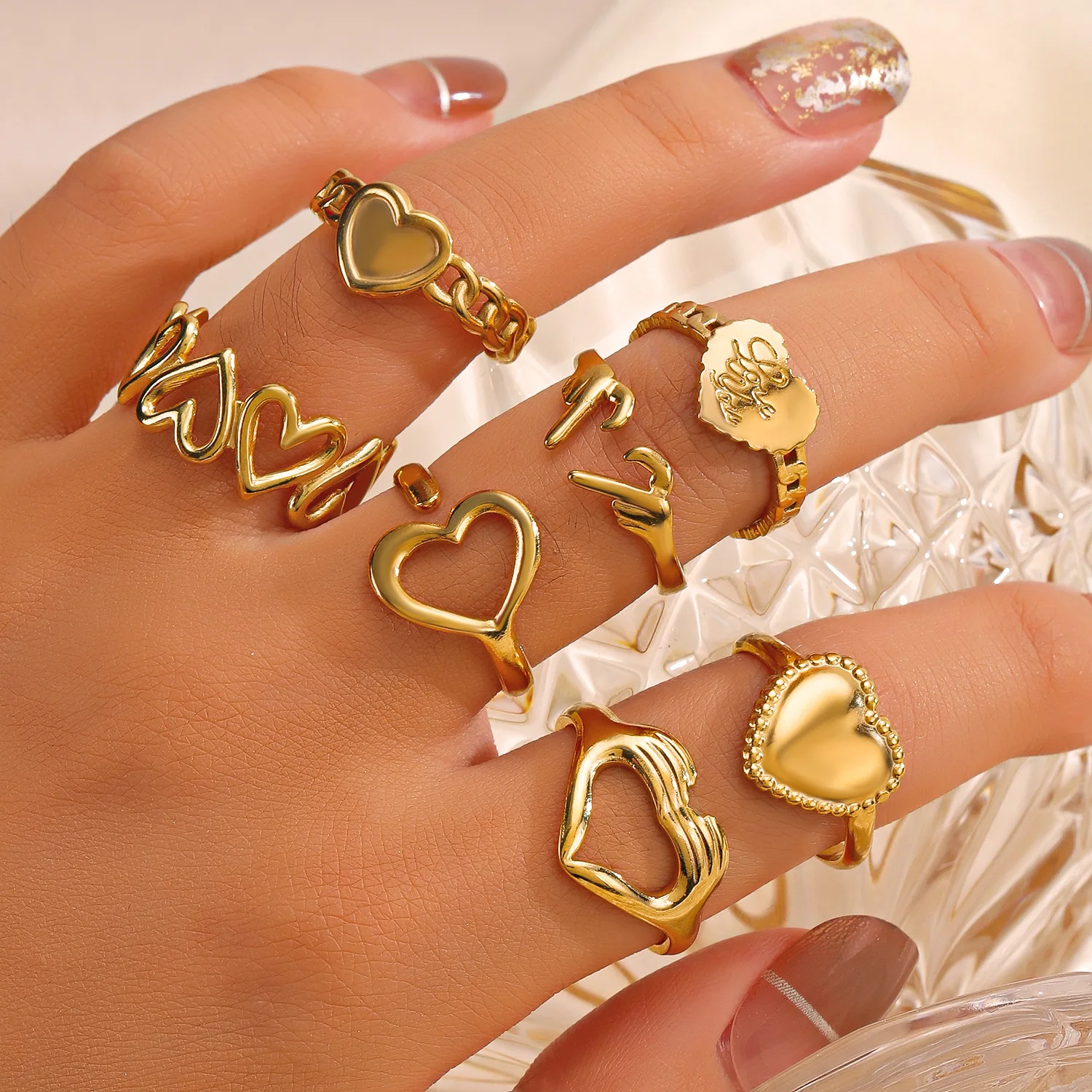Finger Ring Design Ladies Love Ring Fashion Hip Hop Stainless
