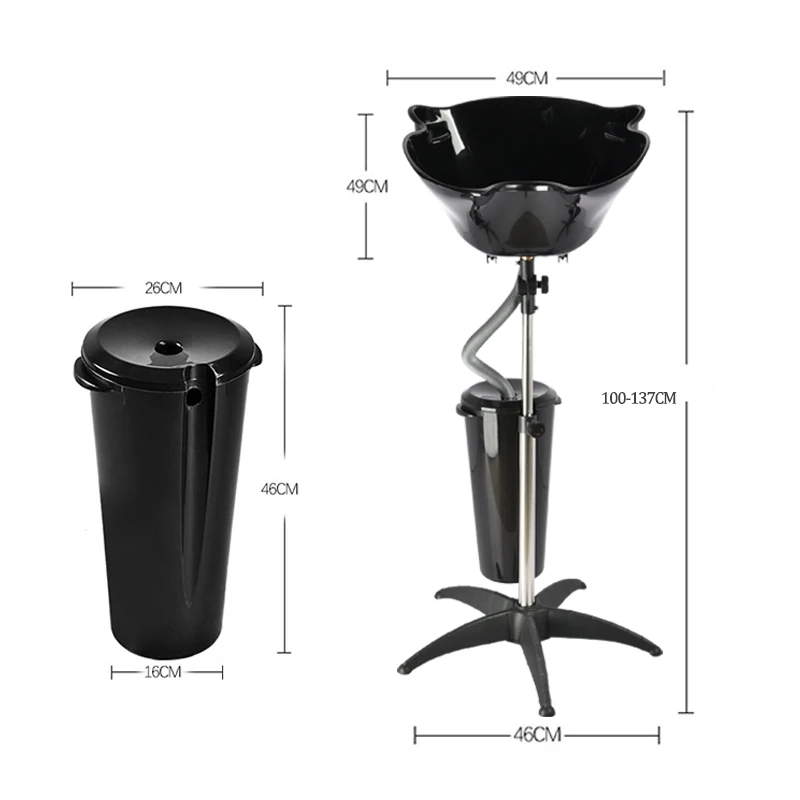 Professional Modern Design Plastic Hair Basin For Salons Barber Shops Black Barber Shop Shampoo