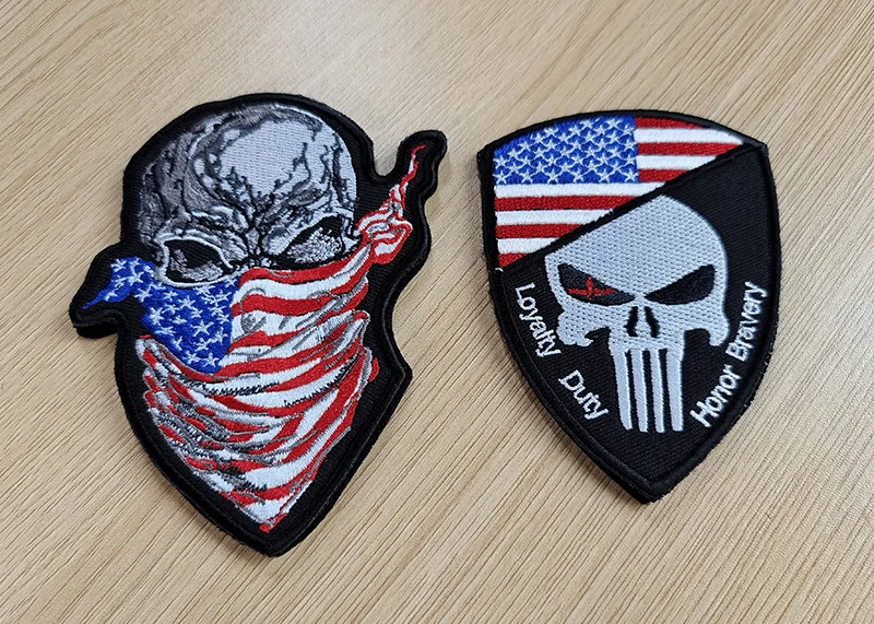 round punisher skull tactical badge embroidery