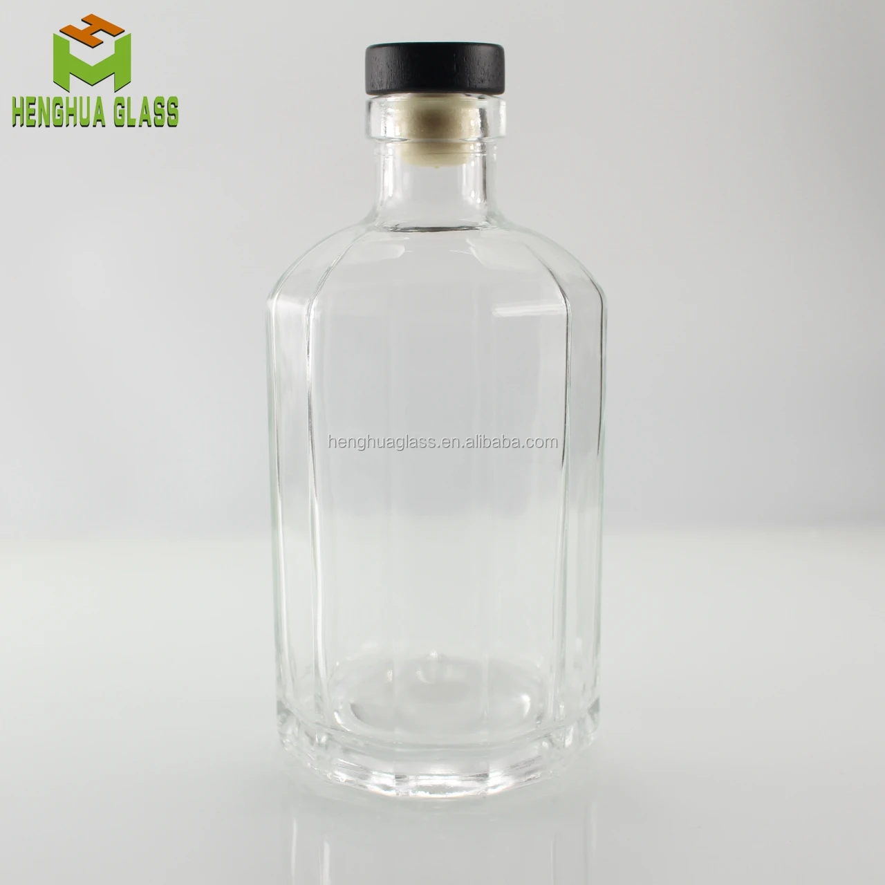 Custom clear 1000ml 1l  Unique Shape  Flint Glass Liquor Bottle 1 Liter Polygon Vodka Wine Brandy Spirits Whiskey Glass Bottle