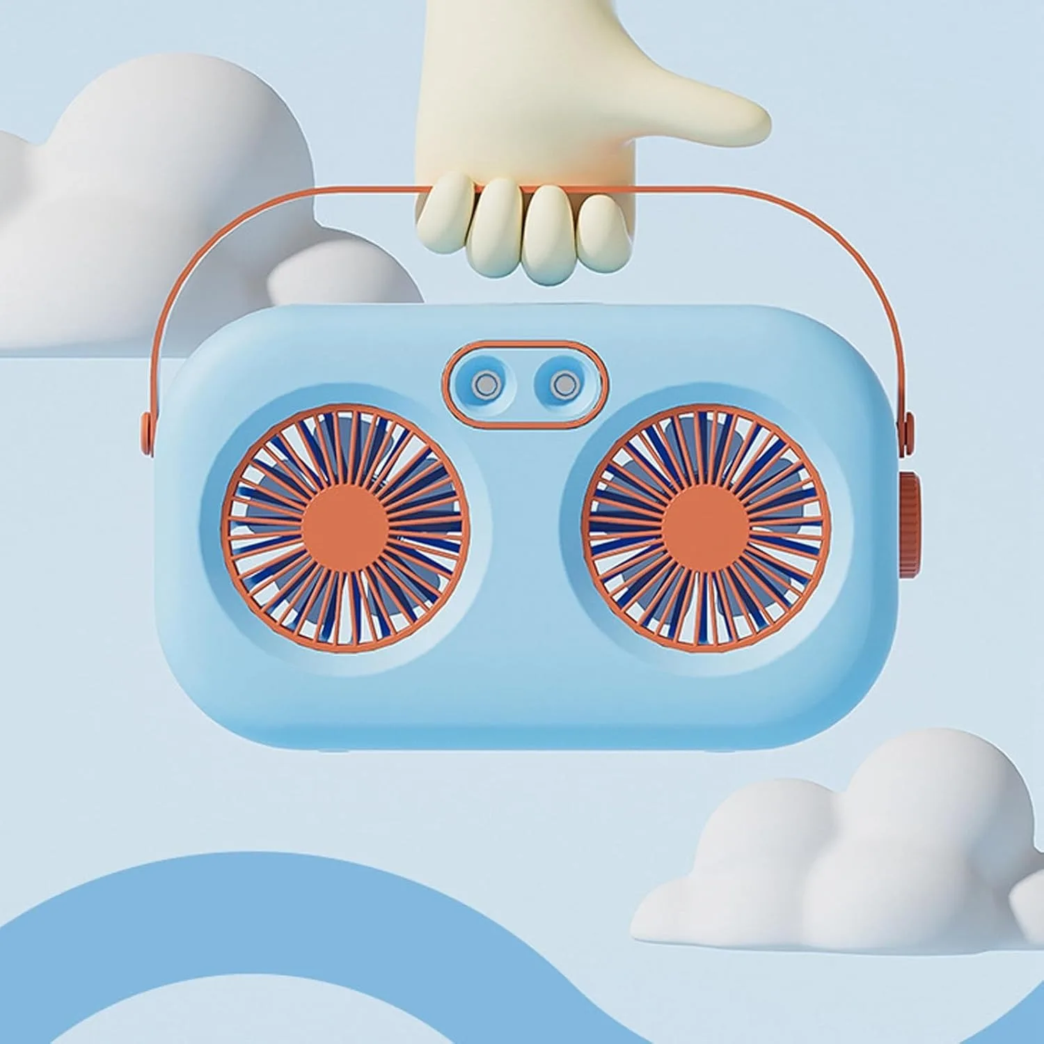 Neuer, kreativer und niedlicher Tischventilator mit zwei Sprühköpfen, Luftbefeuchtung und Tragegriff – Mini-Klimaanlage mit zwei Ventilatoren – ideales Sommergeschenk_voghion.com