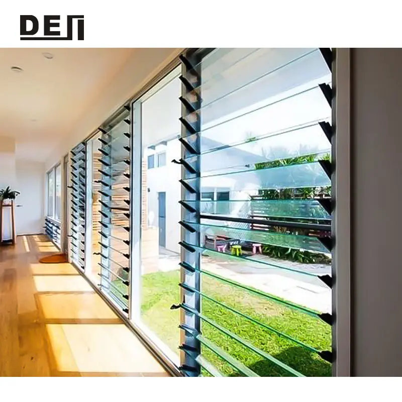 Modern Louver Window Aluminum Frame Glass Jalousie Window For Sale