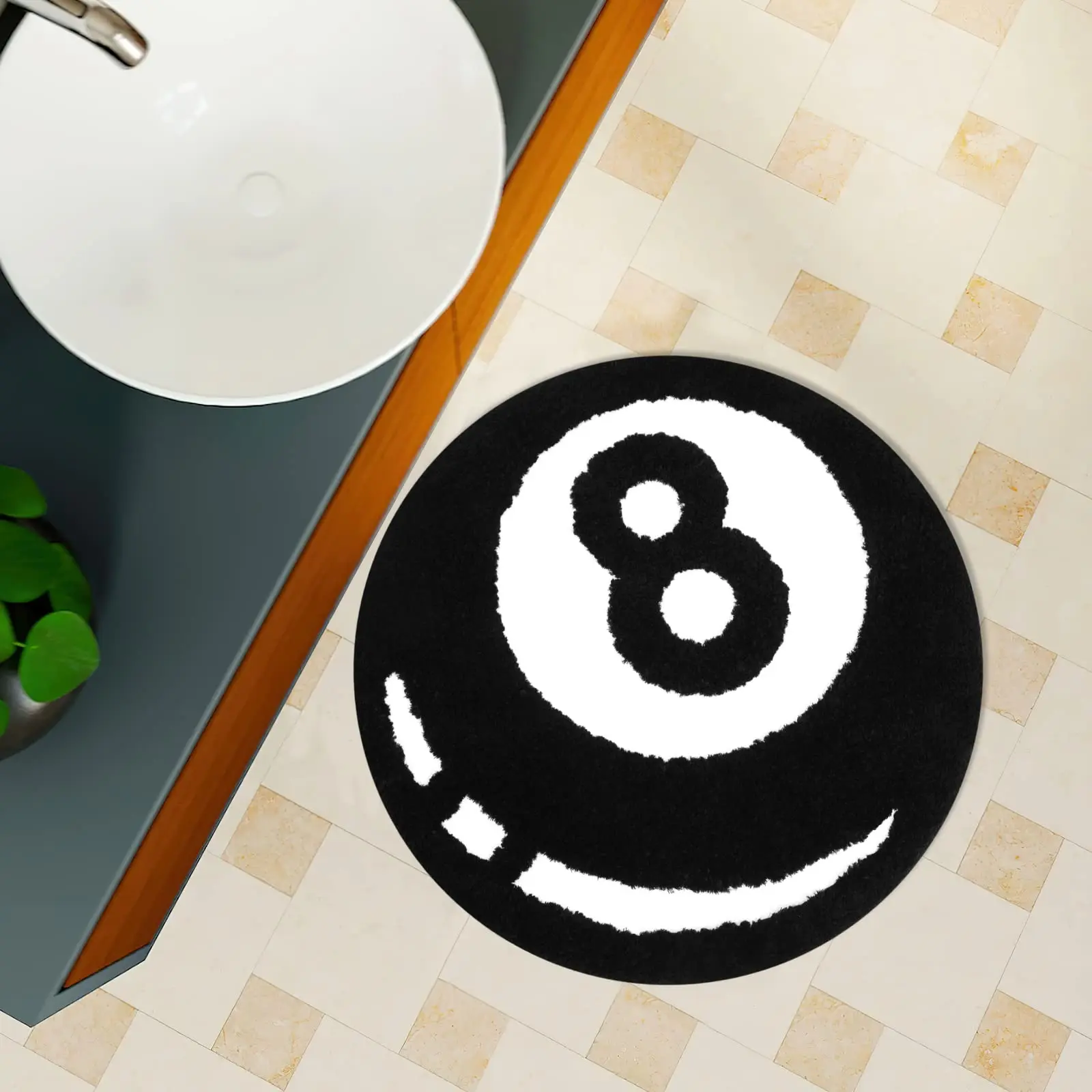 8 Ball Tufted Rug Billiards Bath Mat Fun Baby Play Mat For Bedroom ...