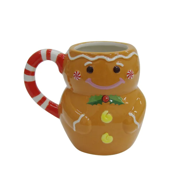 Tasses à Café Couple Bonhomme Pain D'épice - Mugs En Céramique 600 Ml - Cadeau Noël, Mariage, Saint-Valentin - Vert Et Rouge