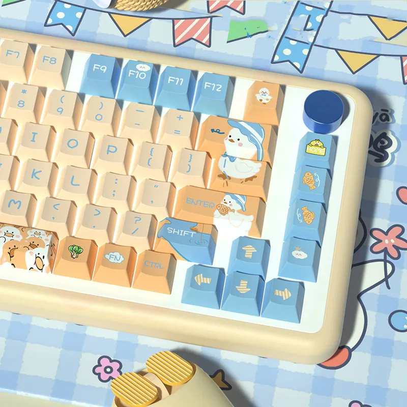 Cute Duck Keycap PBT XDA Keycaps US/KR Version For DZ60/RK61/64/GK61/68/75/84/980/104 Mechanical Keyboard