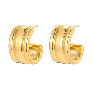 Custom Trendy Stainless Steel Gold Plated Hoop Earrings Set for Women Bridal Party Daily Wear Hypoallergenic Jewelry