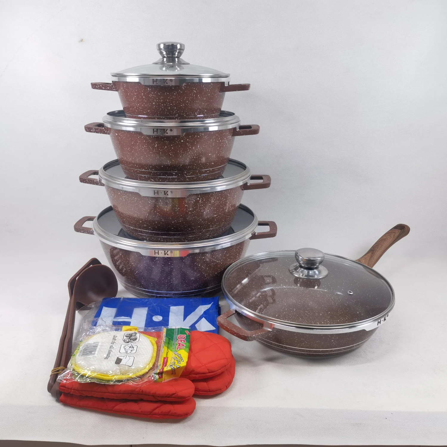 16 Pieces Cookware Set Non Stick Coating Kitchenware Set Aluminium Cooking Pots Cookware Die Cast Aluminium Metal Aluminum