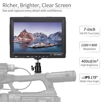FEELWORLD FW759 Camera Monitor with Peaking Filter, High Brightness 400cd/m², Folding Sun Hood, Global Shipping detail image