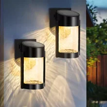 Solar Powered LED Garden Light with Cracked Wall Hanging Design Outdoor Landscape Glass Bottle Lamp Christmas Decoration Lights