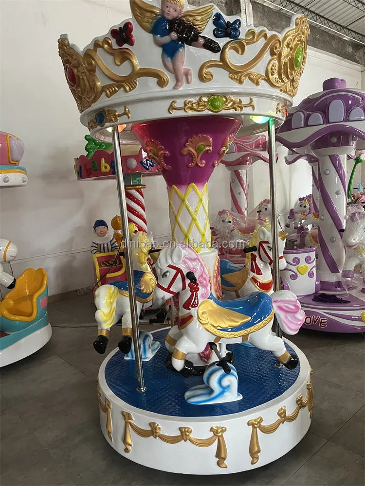 Wholesale Price High Quality 3 Players Kid Mini Angel Fiberglass Indoor Carousel Ride for Amusement Park & Shopping Mall