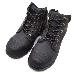 Cool Zip 5-Inch Hiker Style Work Boot in Black Lace-Up with Anti-Smashing Standard & Steel Toe Safety Shoes Construction